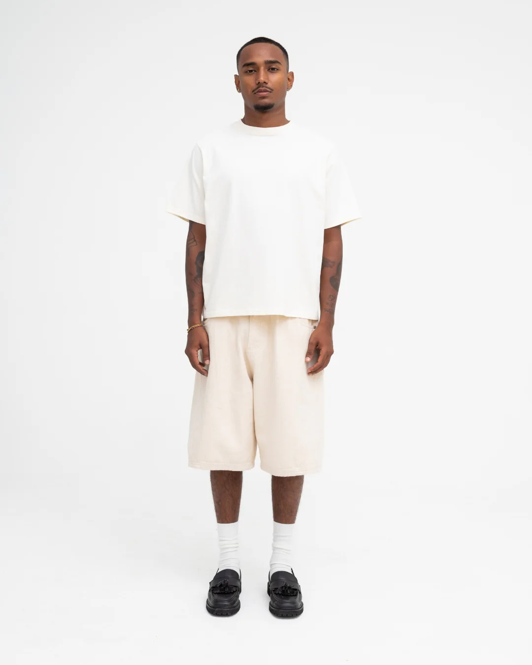 Baggy Panel Shorts (Ecru) - Image 4