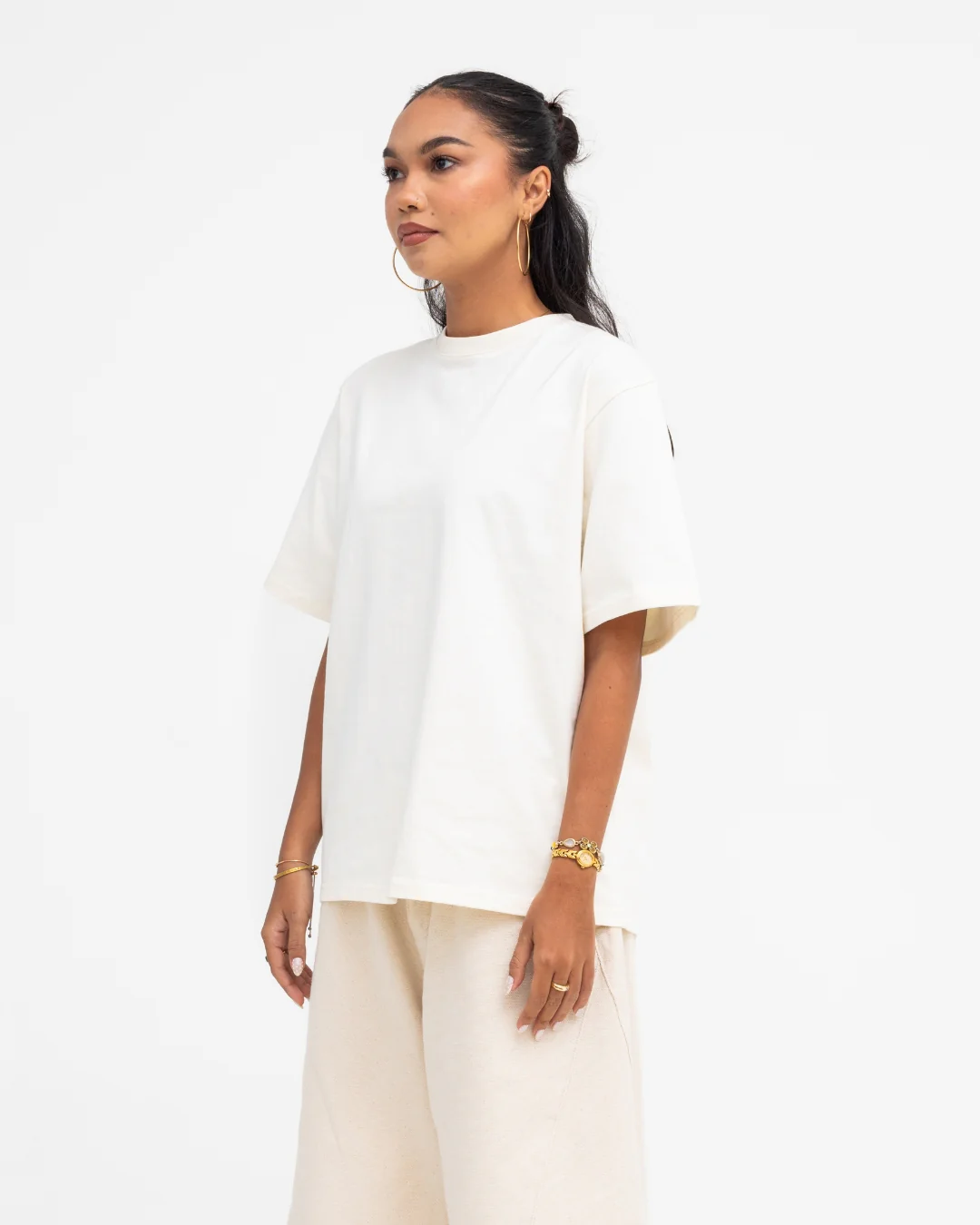 Cropped Basic Tee (Off White) - Image 7
