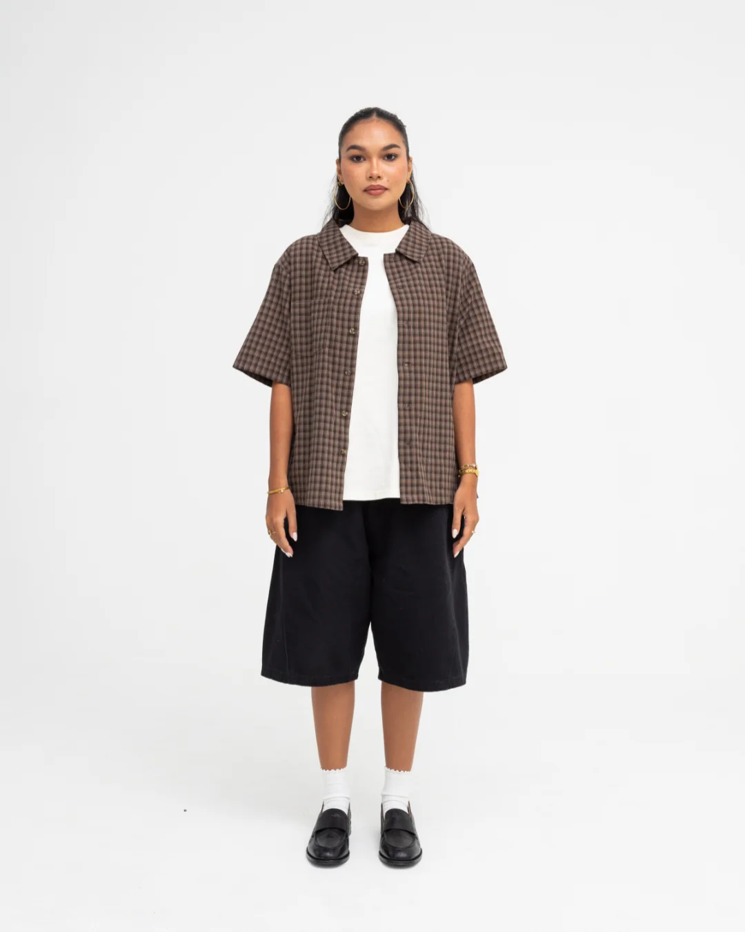 Short Sleeve Shirt (Brown Plaid) - Image 4
