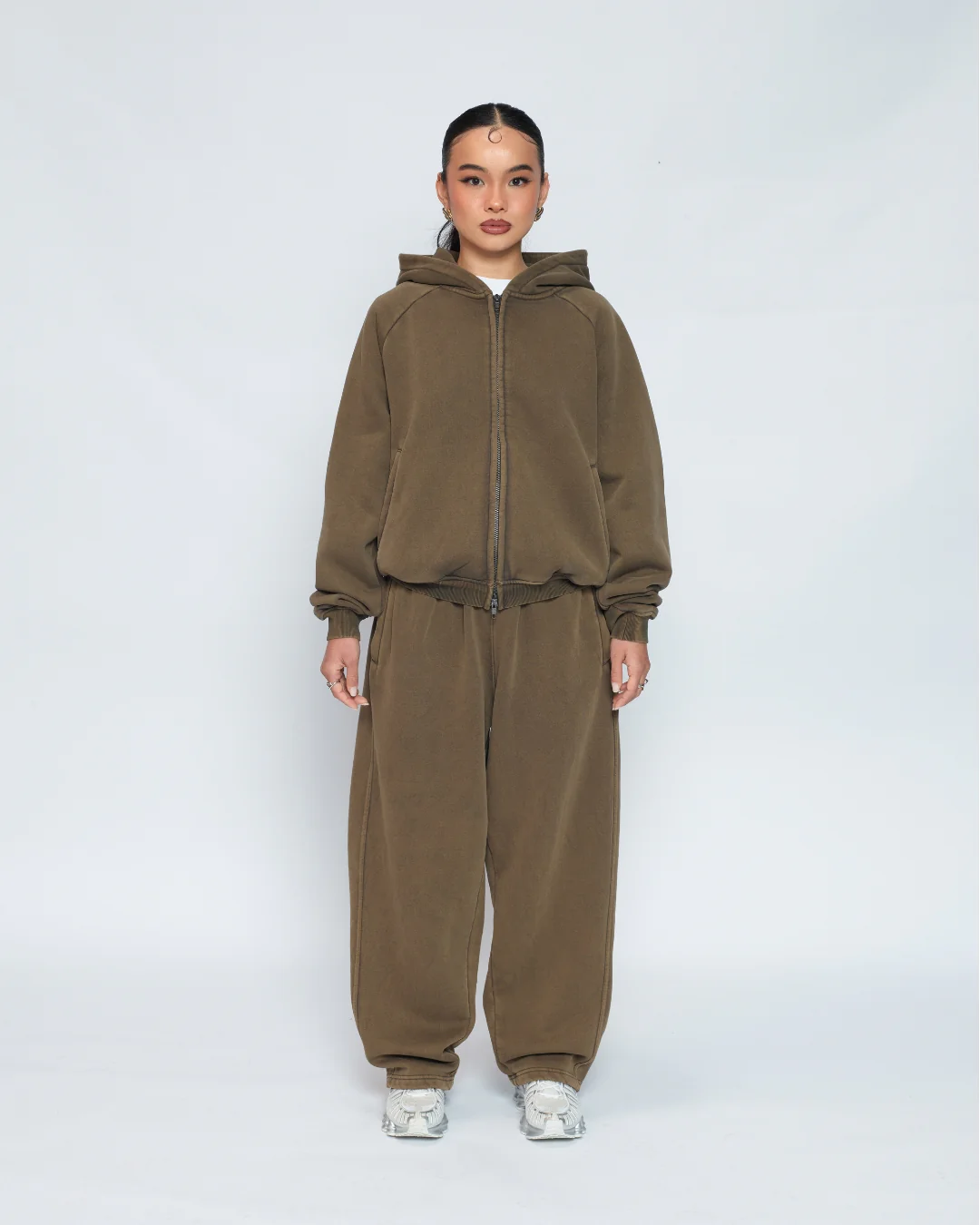 Zip Up Hoodie (Washed Olive) - Image 11