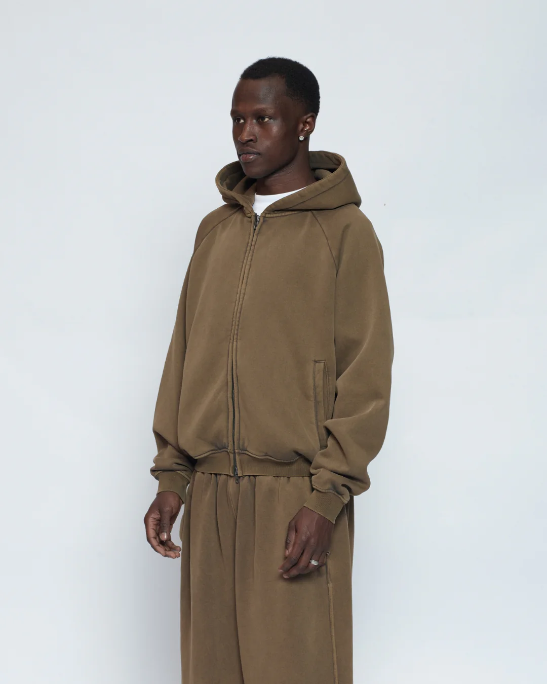 Zip Up Hoodie (Washed Olive) - Image 8